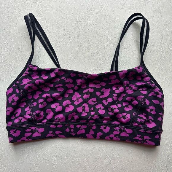 Lululemon Free To Be Wild Bra Pink Black Leopard Print Size 6 - Picture 2 of 7